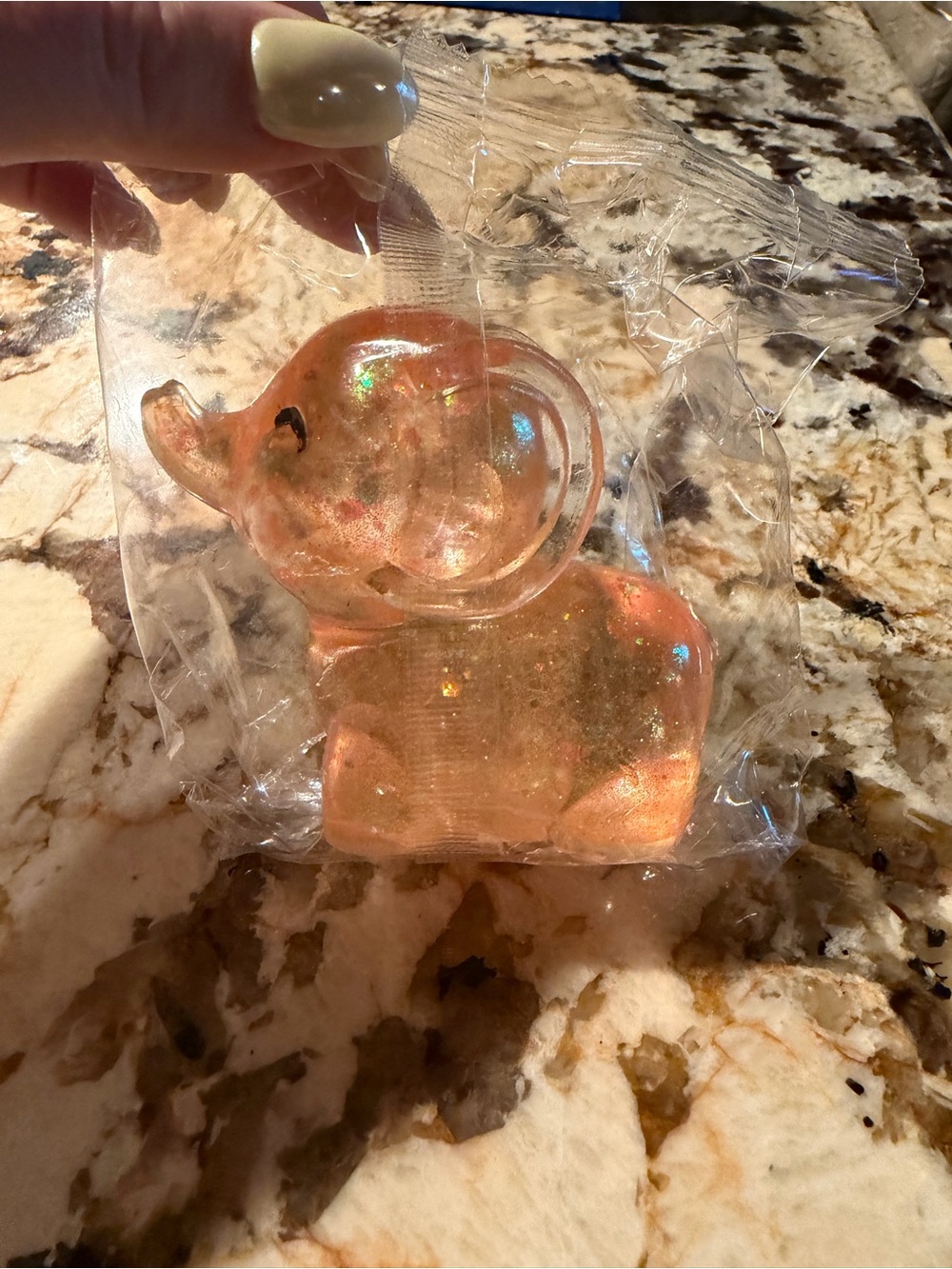 Iridescent Pink-Orange Elephant Squishy Fidget Squeeze